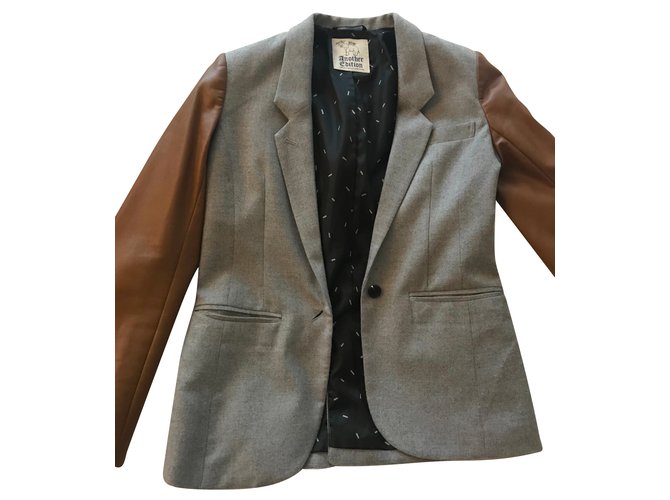 Autre Marque Another Edition casual Jacket Grey Leather Cashmere  ref.61584