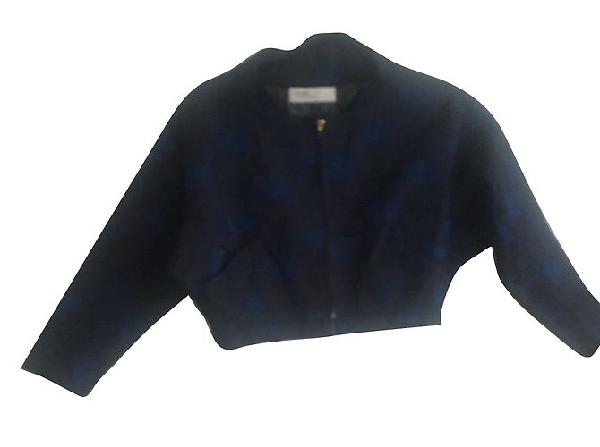 Blaue Brokatjacke von Toga Archives Schwarz