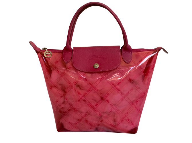 Longchamp Bolsas Rosa Couro Plástico  ref.61626