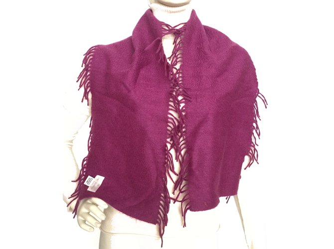 Eric Bompard Cashmere fringe scarf Purple  ref.61677