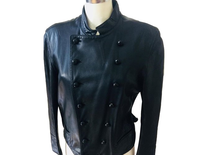 Agnès b. Biker jackets Black Leather  ref.61764