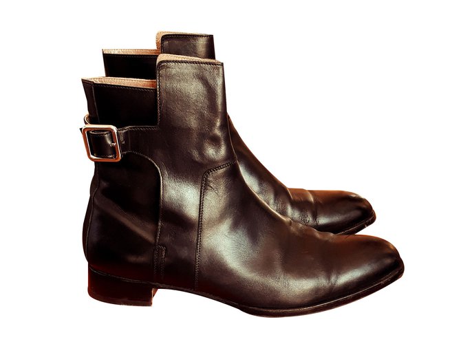 Hermès Ankle Boots Black Leather  ref.61810