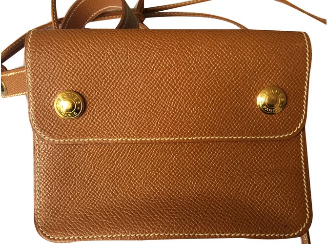 Hermès Clutch bags Caramel Leather  ref.61828