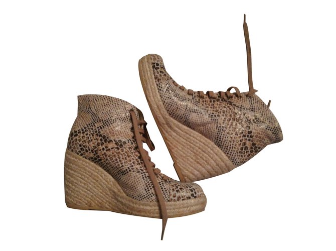 Stella Mc Cartney boots compensées Toile Beige  ref.61912