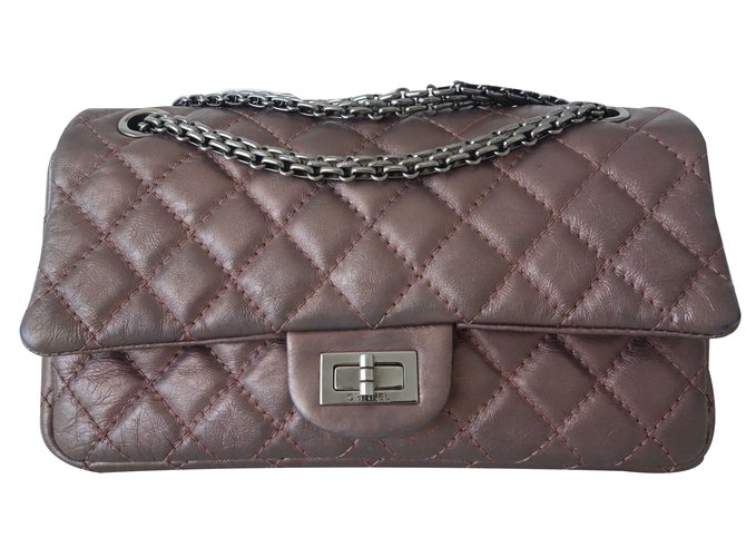 Chanel 2.55 Handbag Bronze Leather  ref.61965
