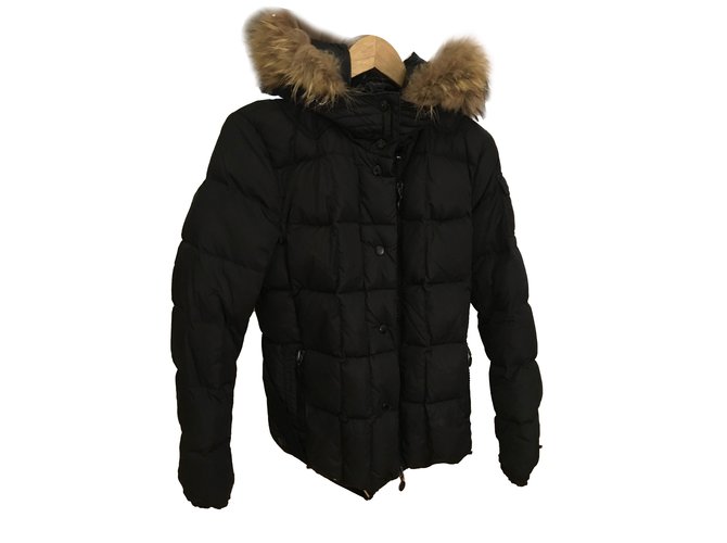 Moncler Jackets Black Fur Polyamide  ref.61975