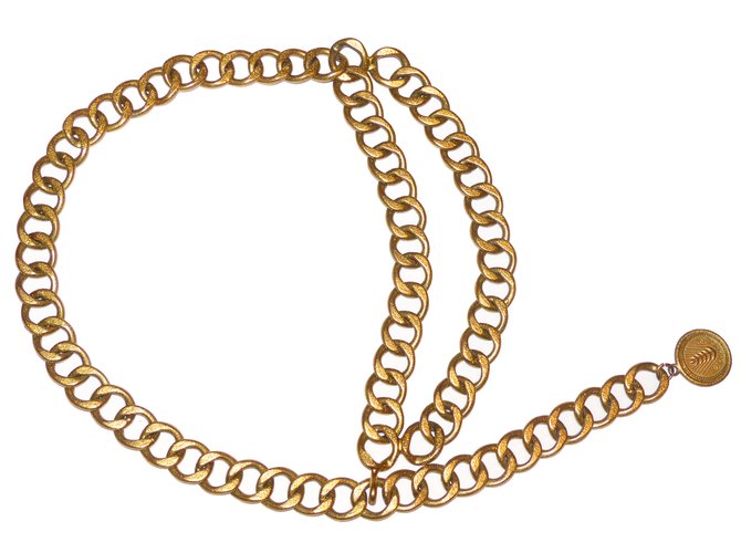 Chanel Cintos Dourado Metal  ref.61977