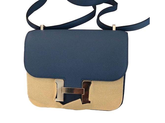 Hermès Constance Mini Blu in Pelle Epsom 