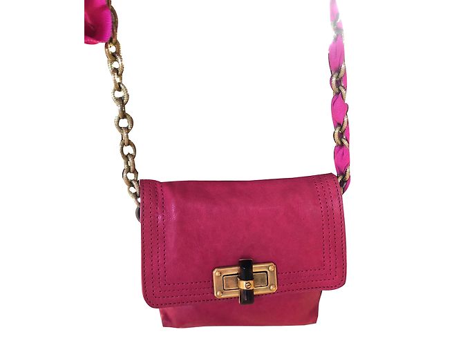 Bolso mini Lanvin Happy de cuero rosa