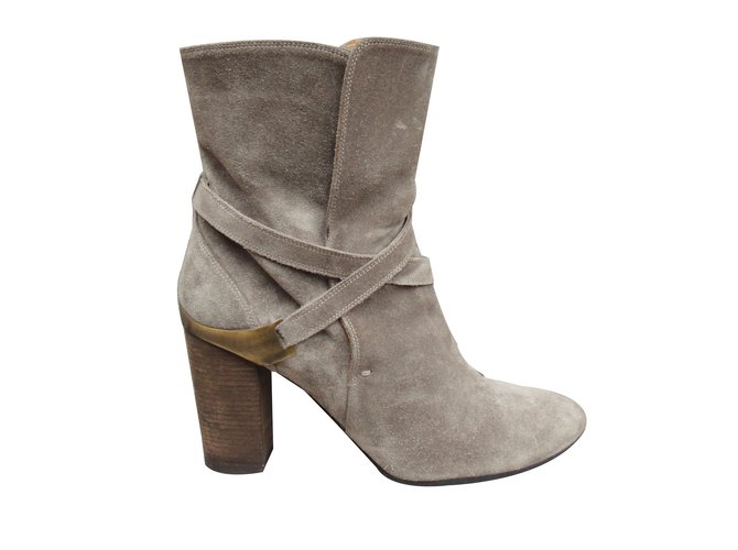 Lanvin Ankle Boots Taupe Deerskin  ref.62143