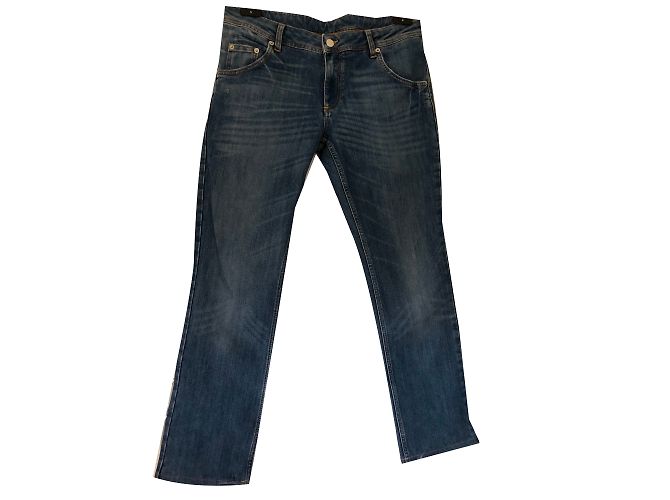 Jeans Rectos Iceberg Azules de Algodón con Strass