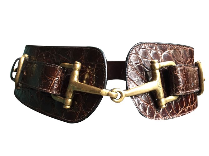 Céline Belts Dark brown Exotic leather  ref.62335