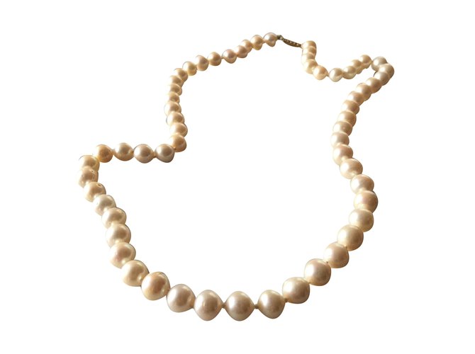 Autre Marque Collier de véritables perles de culture Blanc  ref.62378