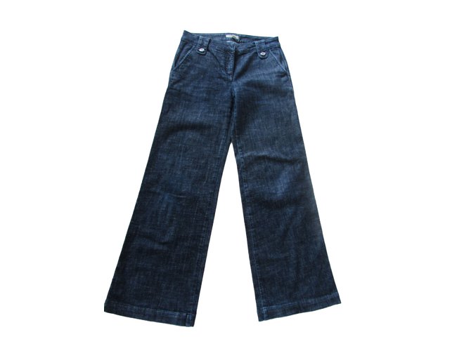 Burberry Pantalones, polainas Azul Algodón  ref.62412
