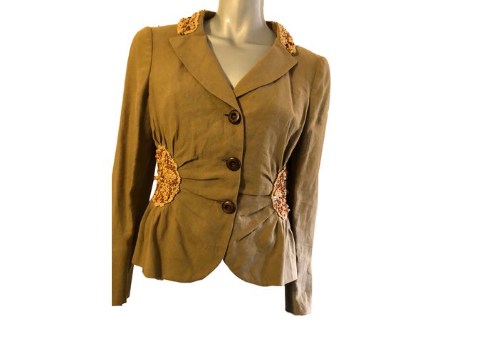 Moschino Cheap And Chic Chaquetas Beige Lino  ref.62448