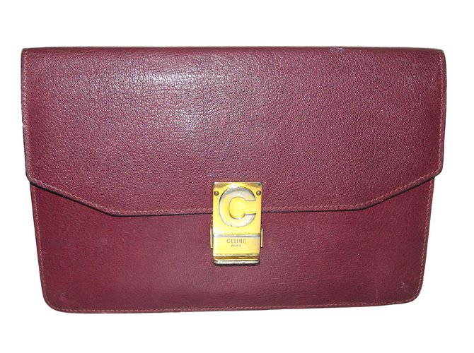 Céline Clutch bags Dark red Leather  ref.62495