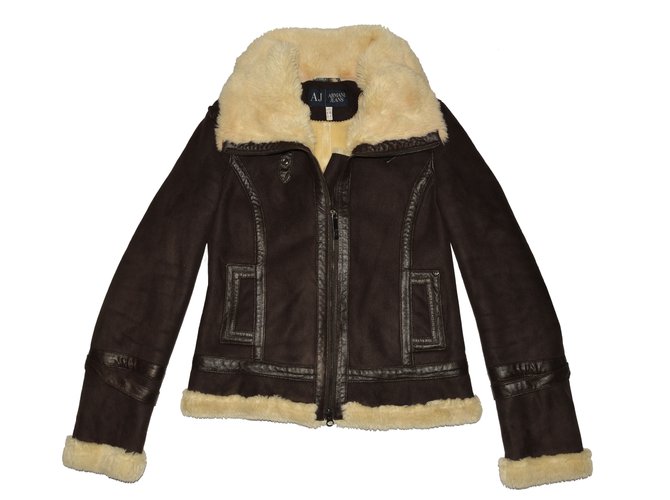Armani Jeans Biker jackets Brown Acrylic ref.62527 - Joli Closet