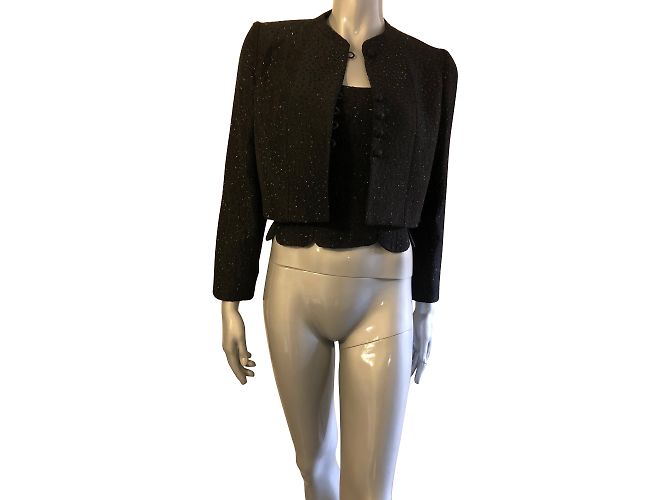Autre Marque Set Giacca Nera Glitterata e Top Senza Maniche Christie Street Nero