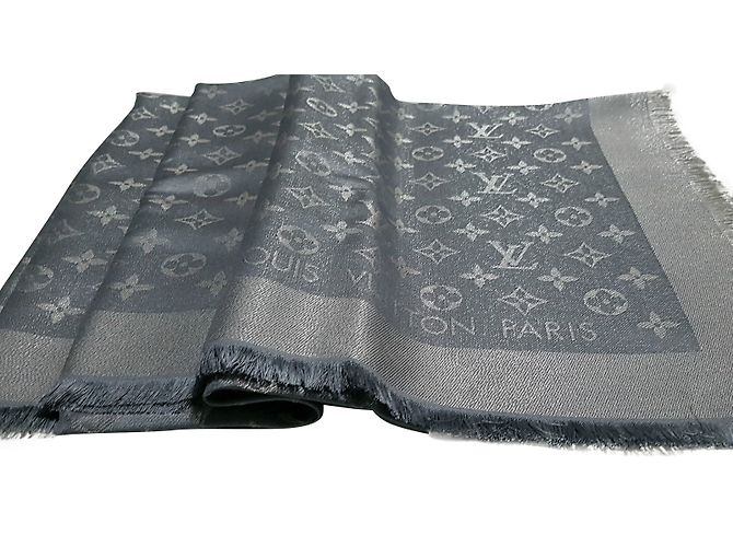 Louis Vuitton Sciarpa classica Monogram Grigio Seta