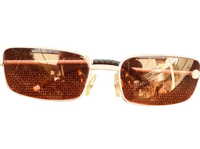 Chanel Sonnenbrille Silber Grau aus Glas mit Perle