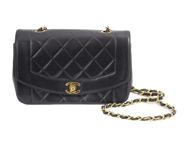Chanel Diana Handbag Nero Pelle  ref.62730