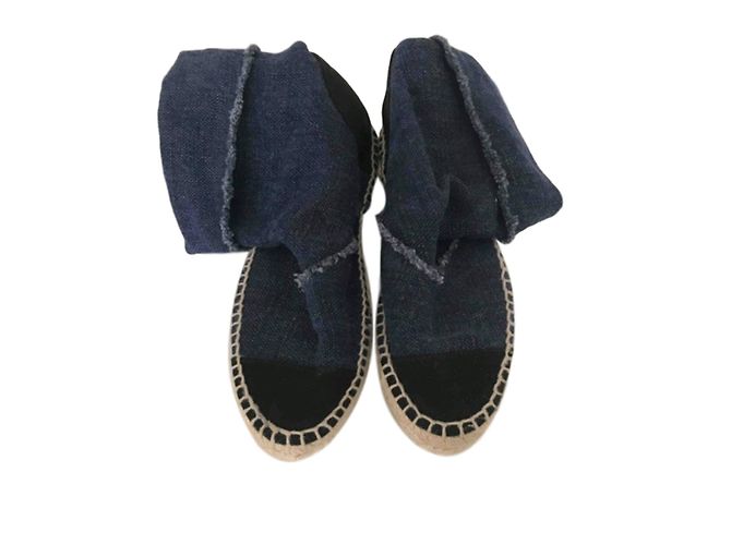 Espadrillas Chanel in denim blu taglia 36