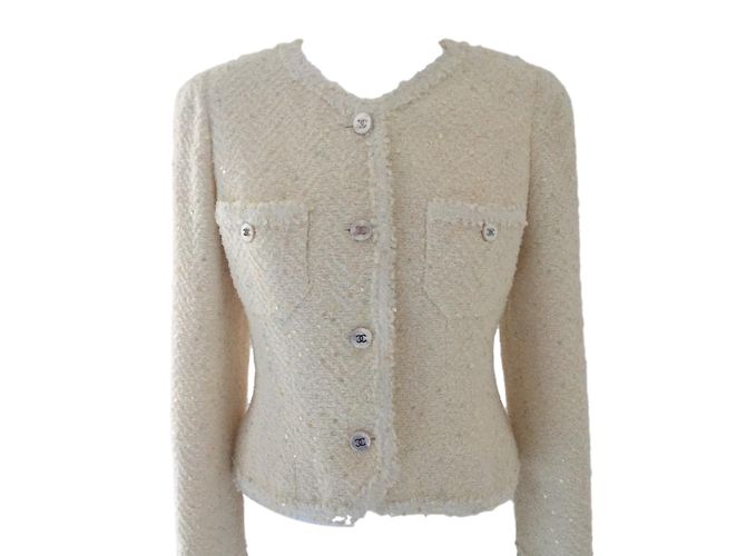 Chanel Jackets Eggshell
