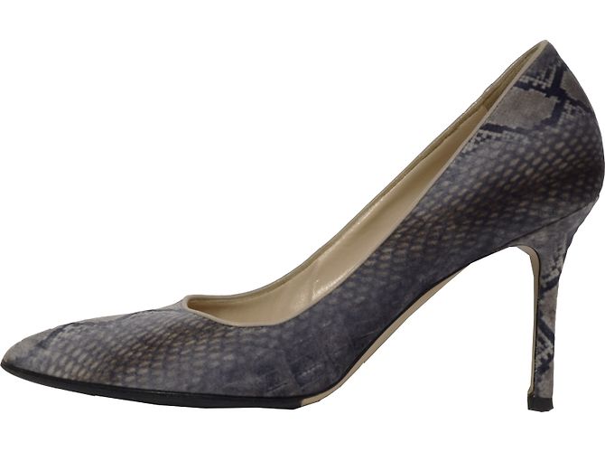 Luciano Padovan Velvet Piton Pumps Blau Leder
