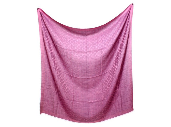 Louis Vuitton vuitton shawl monogram fucsia Laine Rose  ref.62779