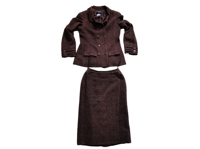 Chanel Skirt suit Prune Tweed  ref.62846