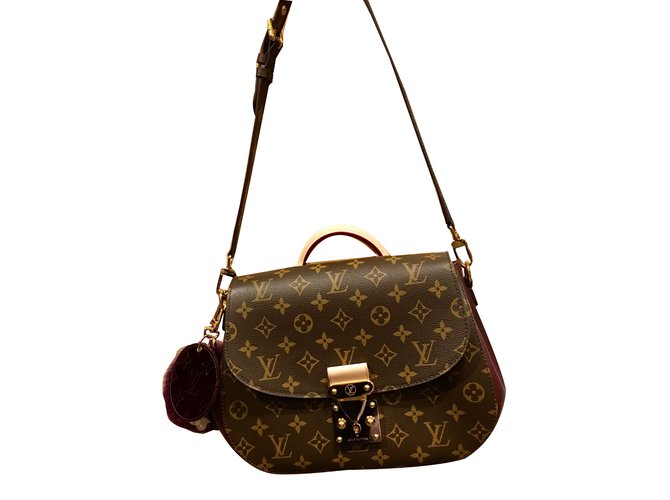 Louis Vuitton Handbags Dark red Leather Cloth  ref.62853