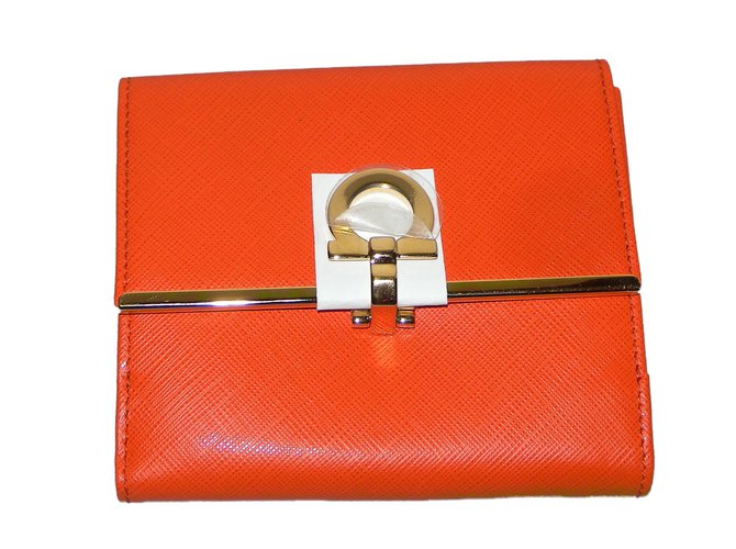 Salvatore Ferragamo Wallets Orange Leather  ref.62981
