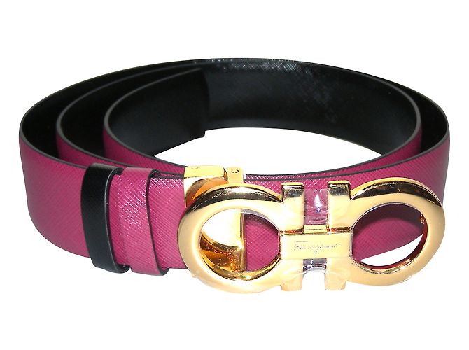 Salvatore Ferragamo Gürtel Schwarz Pflaume Leder