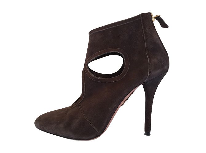 Botines Aquazzura de Gamuza Marrón Chocolate Marrón oscuro