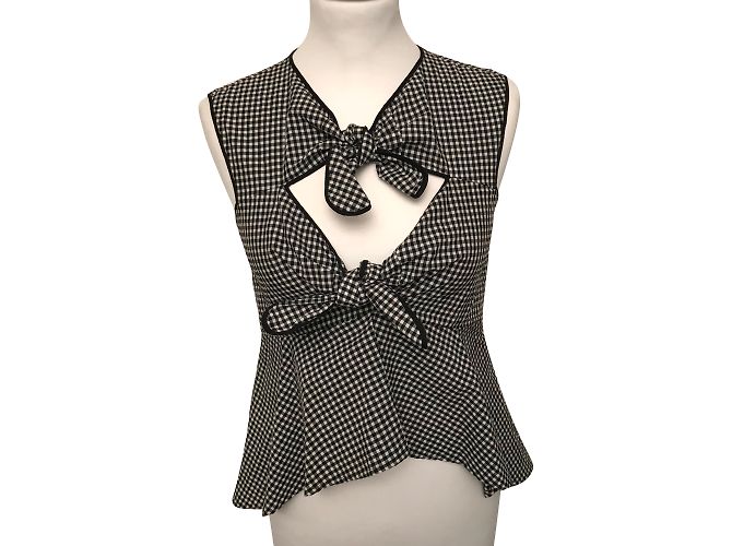 Top Pinko Gingham Negro y Blanco de Algodón 