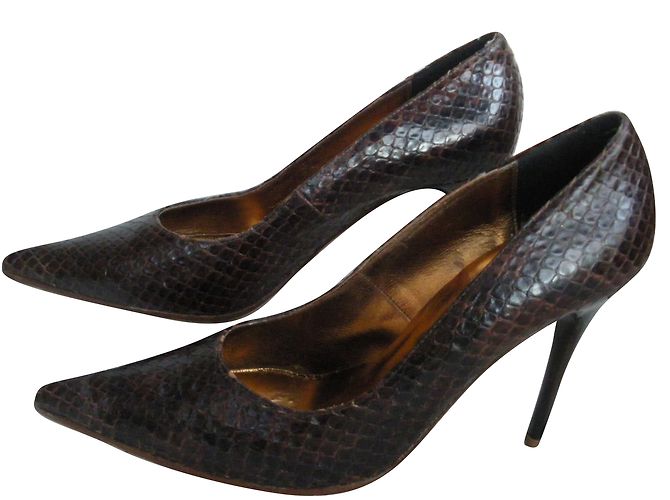 Autre Marque Python leather pumps dark brown 10.5 cm heel
