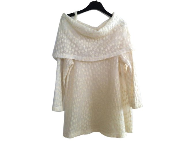 Autre Marque Tehen Mohair Strickpullover Creme Roh 