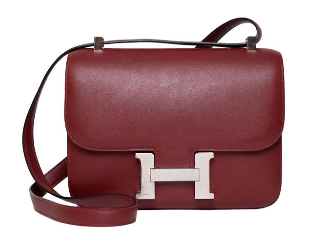 Bolsa de mão Hermès Constance 24 Couro Vermelho Escuro Bordeaux
