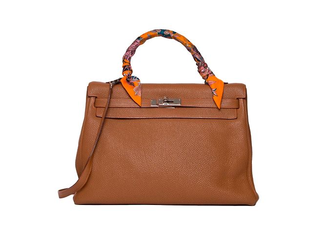 Bolsa de mão Hermès Kelly 35 em couro caramelo