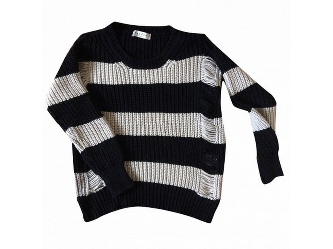 Sandro Knitwear Black Eggshell Cotton  ref.63352