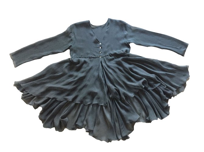 Ann Demeulemeester Tunique ou veste en mousseline de soie Graphite (Noir gris) Poids plume  ref.63360