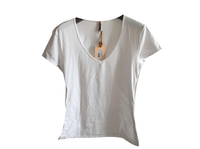 Camiseta blanca de mujer de John Galliano. Blanco Algodón Elastano  ref.63607