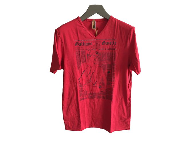 John Galliano t-shirt vermelho da gazeta Algodão Elastano  ref.63616