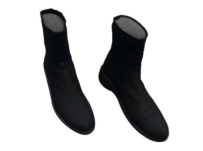Robert Clergerie Ankle Boots Black Rubber and Cloth 38