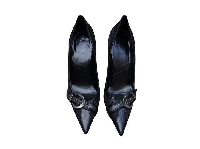 Dior Heels Black Leather Cloth  ref.63753