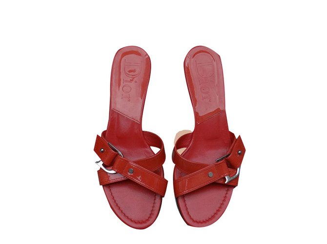 Dior sandali Arancione Pelle verniciata  ref.63756