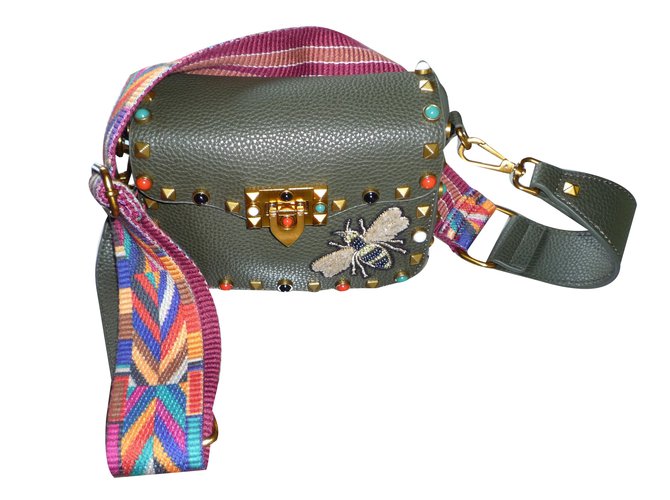 Autre Marque Handbags Khaki Leather  ref.63771