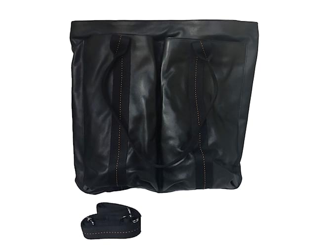 Hermès Handbags Black Orange Leather Cloth  ref.63777