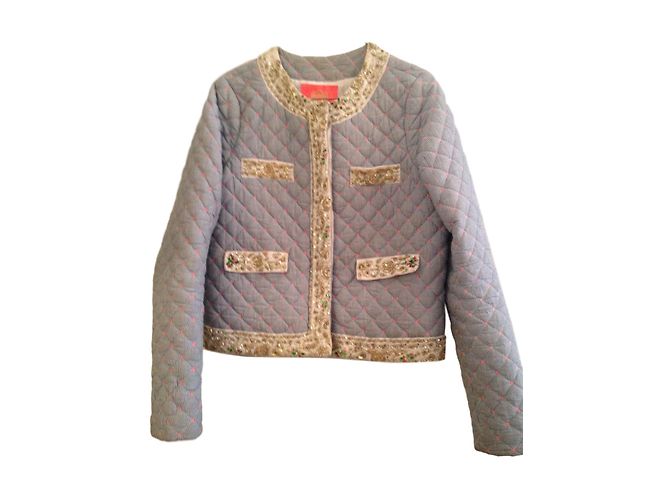 Giacca Manoush in cotone a righe rosa bianco blu