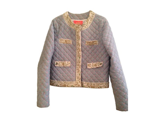 Manoush Jacket Pink White Blue Cotton  ref.63790